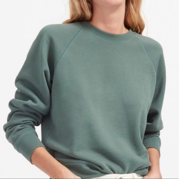 Everlane Sweaters - Everlane Green The Slim Classic French Terry Crew